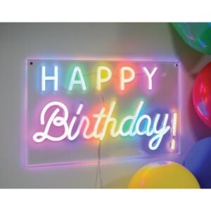 LED “Happy Birthday” Neon Sign (Warm White)